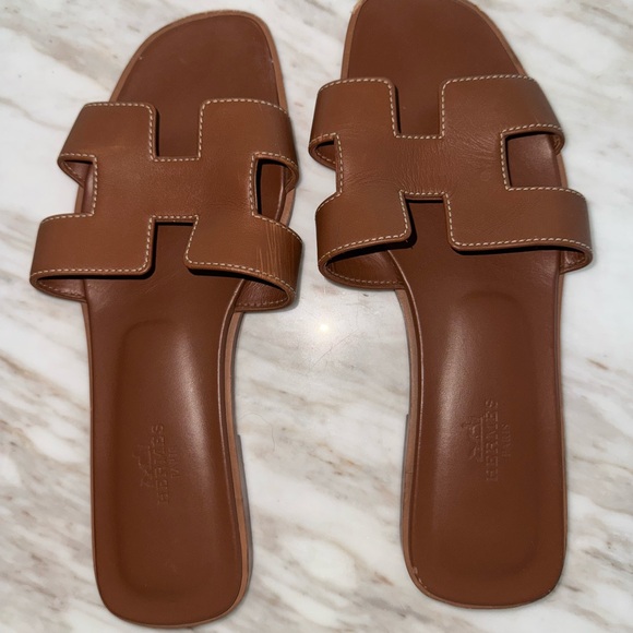 Hermes Shoes - Hermes Oran Sandals Gold